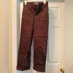 Women’s Brown Levi Strauss Jeans Ribcage Straight Ankle Size 24